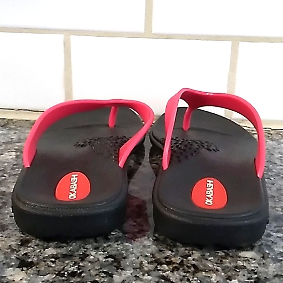 Okabashi Pink/Black Flip Flop Sandals. Size Small - Picture 3 of 7